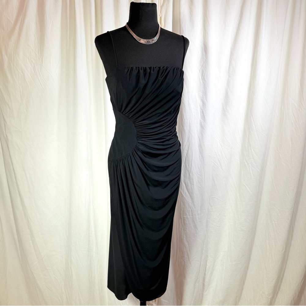 ✨ Vintage Rimini Asymmetrical Ruched Black Dress ✨